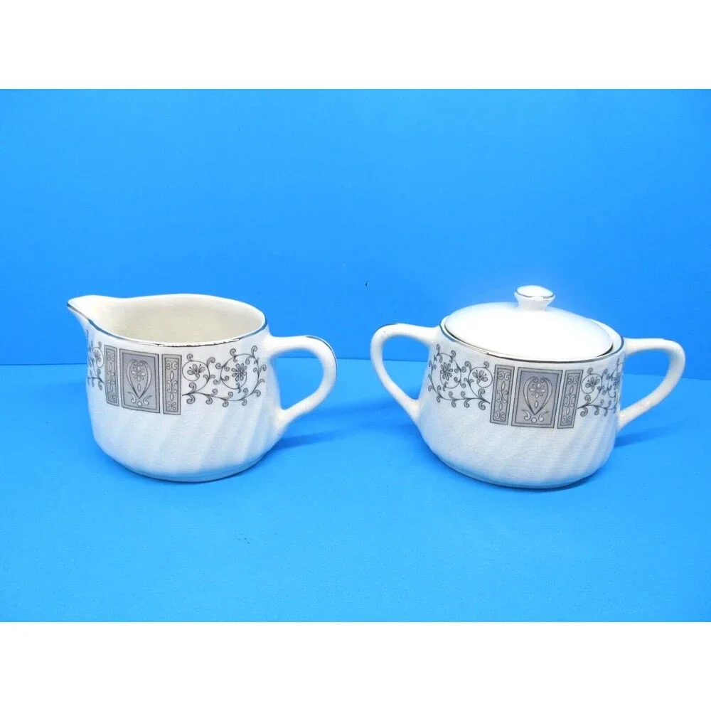 Enoch Wedgwood Manchester Covered Sugar Dish and Creamer